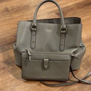 Kate Spade Taupe Leather Satchel and Pouch